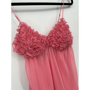 La Senza Lingerie Pink Ruffle Rosette Babydoll Chemise Sheer Nightgown Small